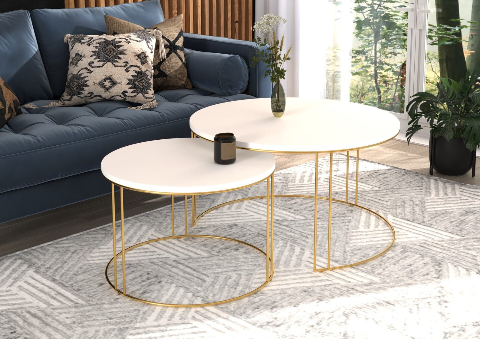 ETTA 2-in-1 coffee table, gold/white, ADRK - Image 2