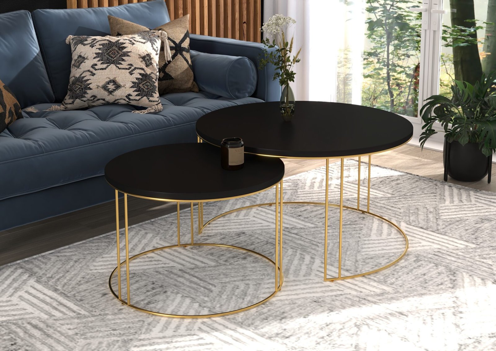 ETTA 2-in-1 coffee table, gold/black, ADRK - Image 2