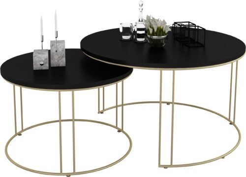 ETTA 2-in-1 coffee table, gold/black, ADRK