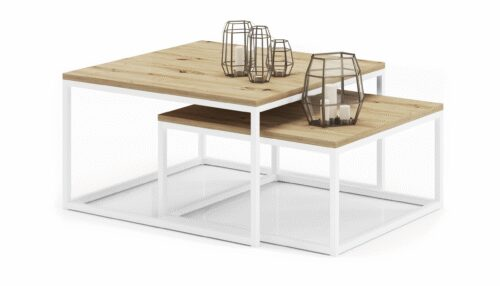 KAMA 2-in-1 coffee table, white/artisanal, ADRK