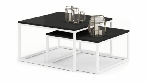 KAMA 2-in-1 coffee table, white/black, ADRK