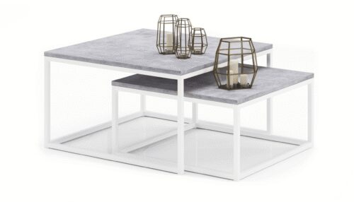 KAMA 2-in-1 coffee table, white/concrete, ADRK