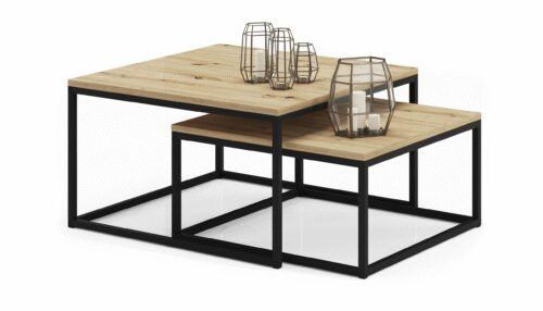 KAMA 2-in-1 coffee table, black/artisan, ADRK