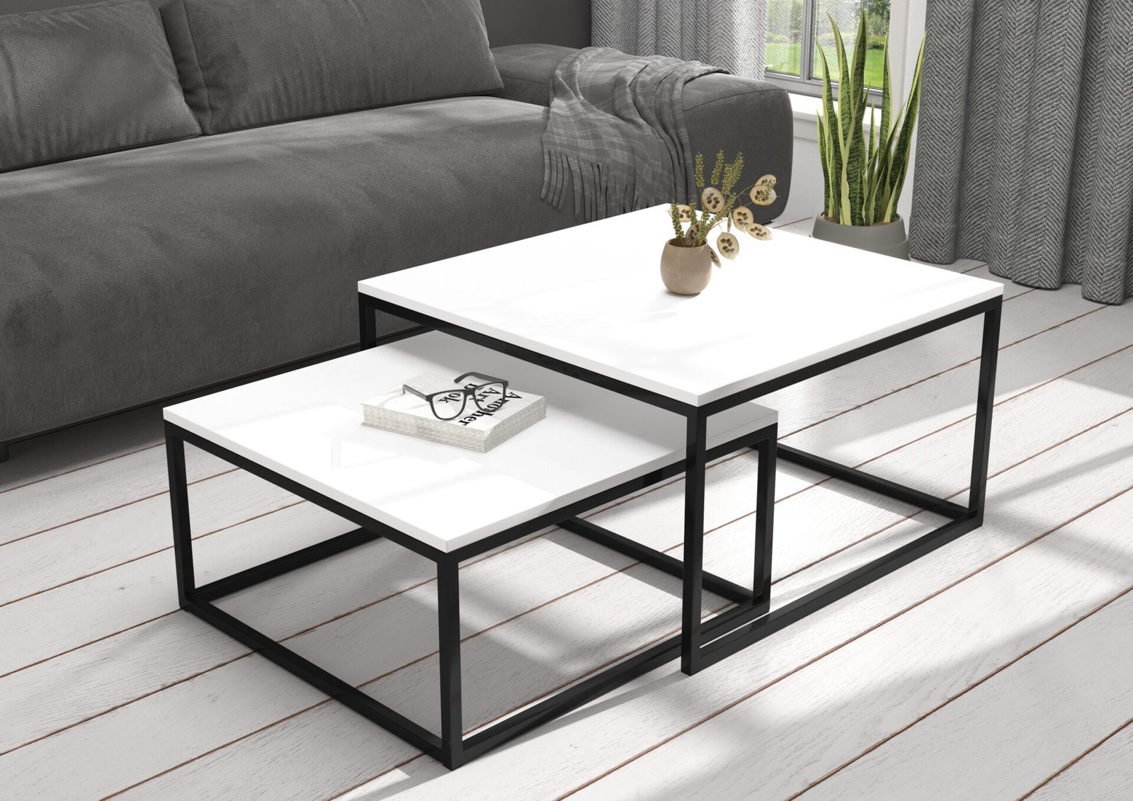 KAMA 2-in-1 coffee table, black/white, ADRK - Image 2