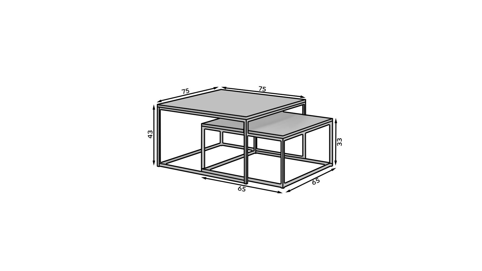 KAMA 2-in-1 coffee table, black/white, ADRK - Image 3