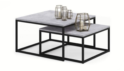 KAMA 2-in-1 coffee table, black/concrete, ADRK
