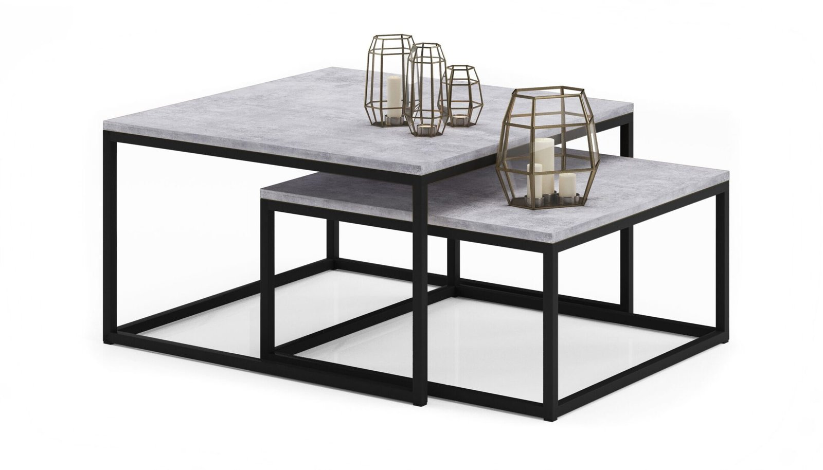 KAMA 2-in-1 coffee table, black/concrete, ADRK