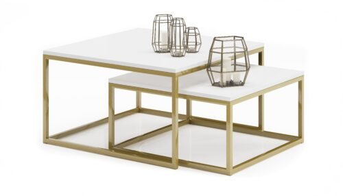 KAMA 2-in-1 coffee table, gold/white, ADRK