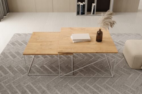Licco white / Lancelot oak, ADRK 2-in-1 coffee table