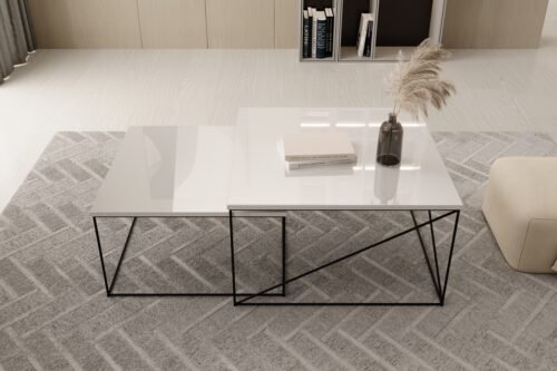 Licco 2-in-1 coffee table, black/white, glossy, ADRK