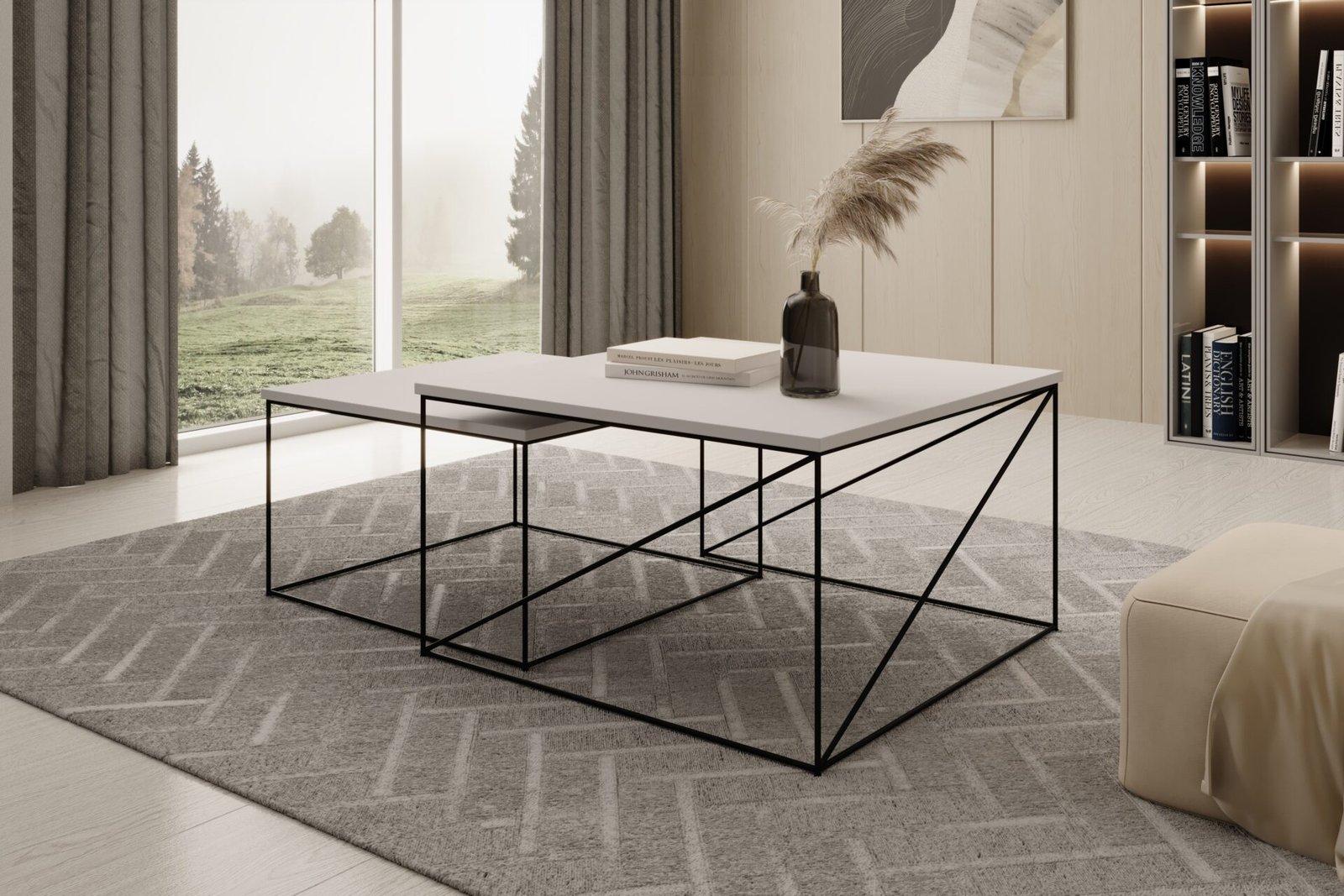Licco 2-in-1 coffee table, black/white, ADRK - Image 2
