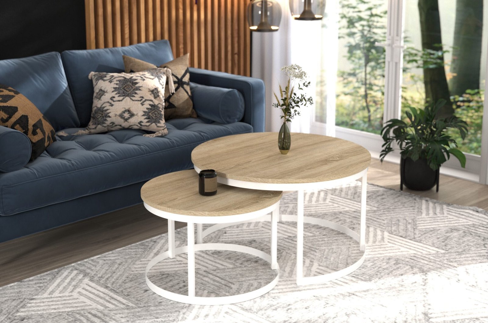 OKIN 2-in-1 coffee table, white/Sonoma, ADRK - Image 2
