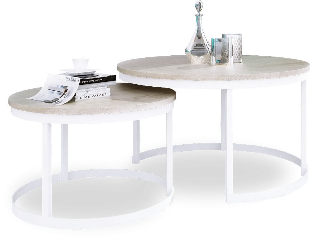 OKIN 2-in-1 coffee table, white/Sonoma, ADRK