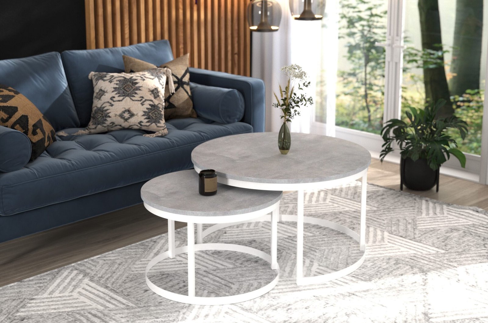 OKIN 2-in-1 coffee table, white/concrete, ADRK - Image 2