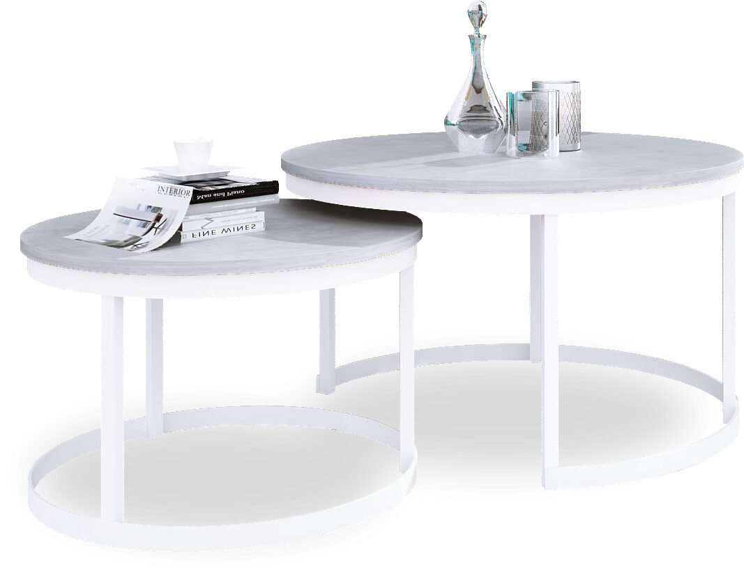 OKIN 2-in-1 coffee table, white/concrete, ADRK