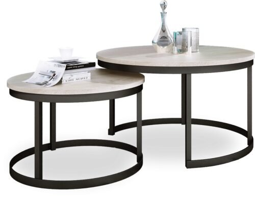 OKIN 2-in-1 coffee table, black/Sonoma, ADRK