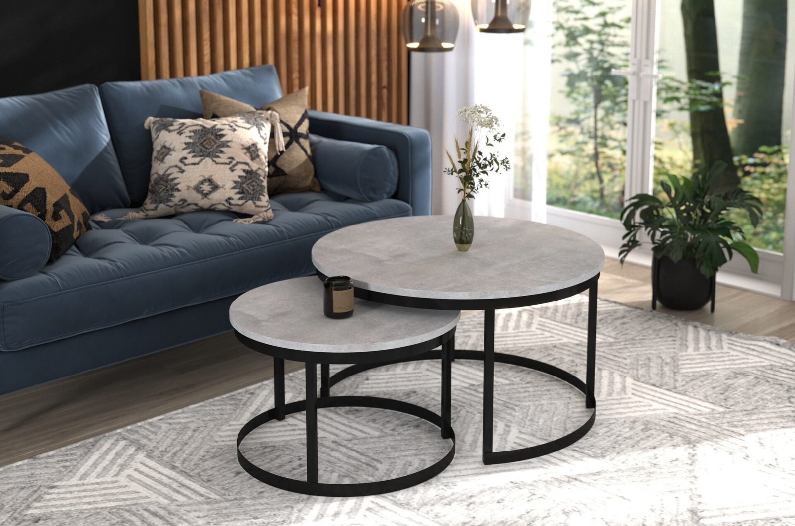 OKIN 2-in-1 coffee table, black/concrete, ADRK - Image 2