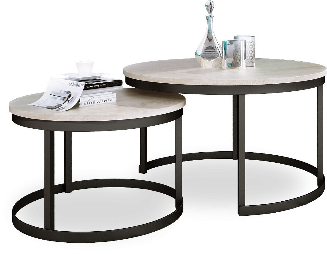 OKIN 2-in-1 coffee table, black/concrete, ADRK