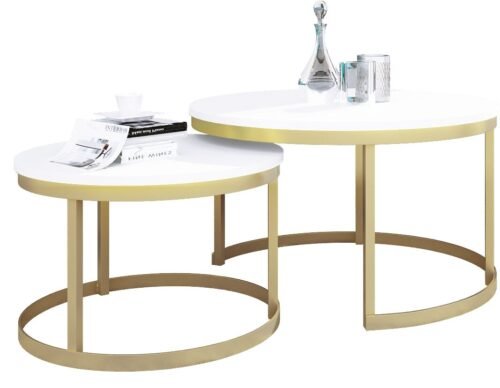 OKIN 2-in-1 coffee table, gold/white, ADRK