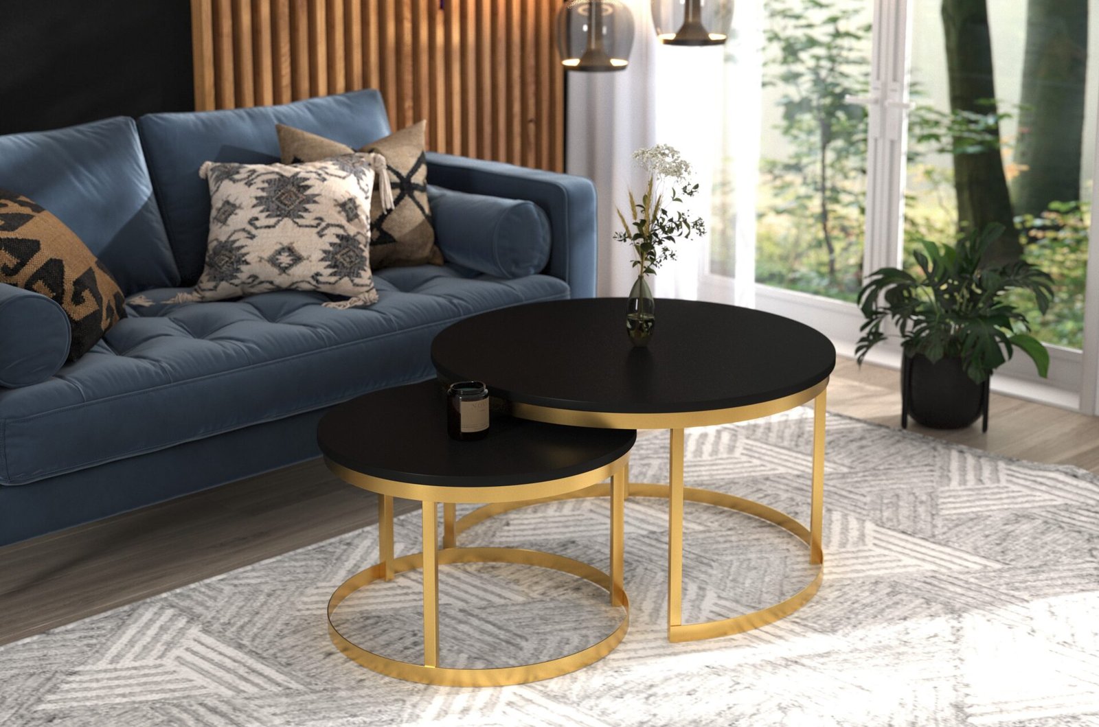 OKIN 2-in-1 coffee table, gold/black, ADRK - Image 2