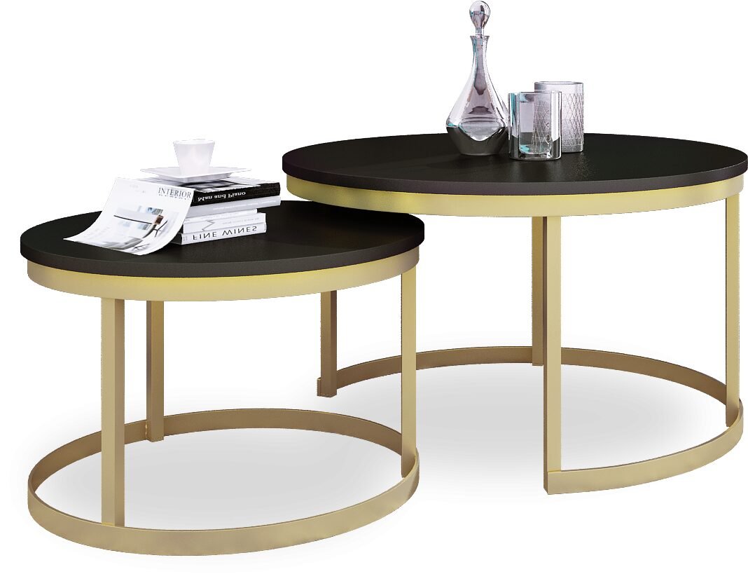 OKIN 2-in-1 coffee table, gold/black, ADRK