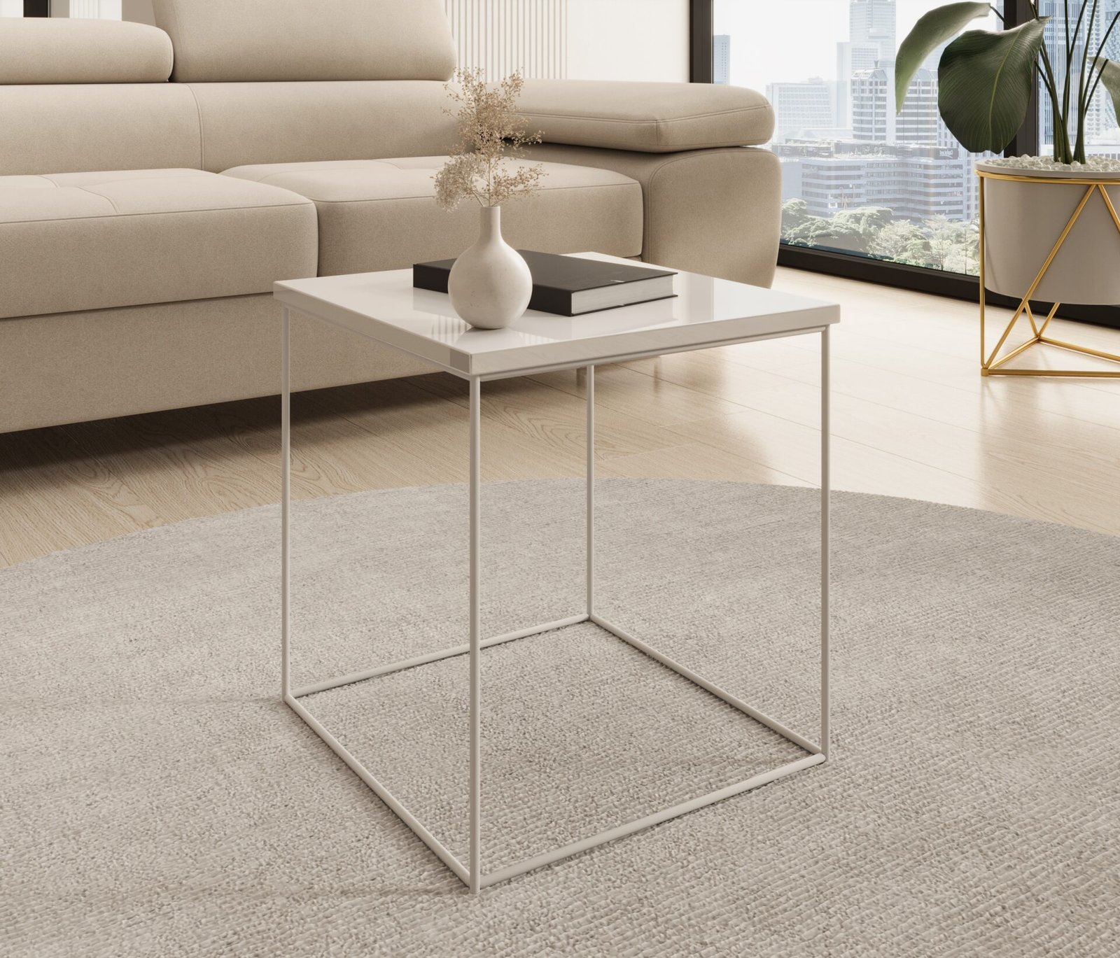 Adina coffee table, white/glossy white, ADRK - Image 2