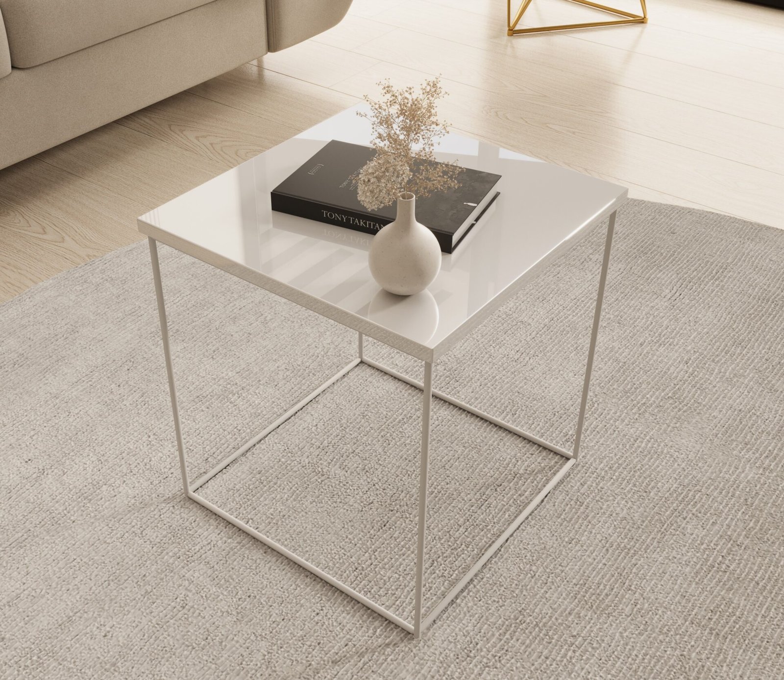 Adina coffee table, white/glossy white, ADRK - Image 3