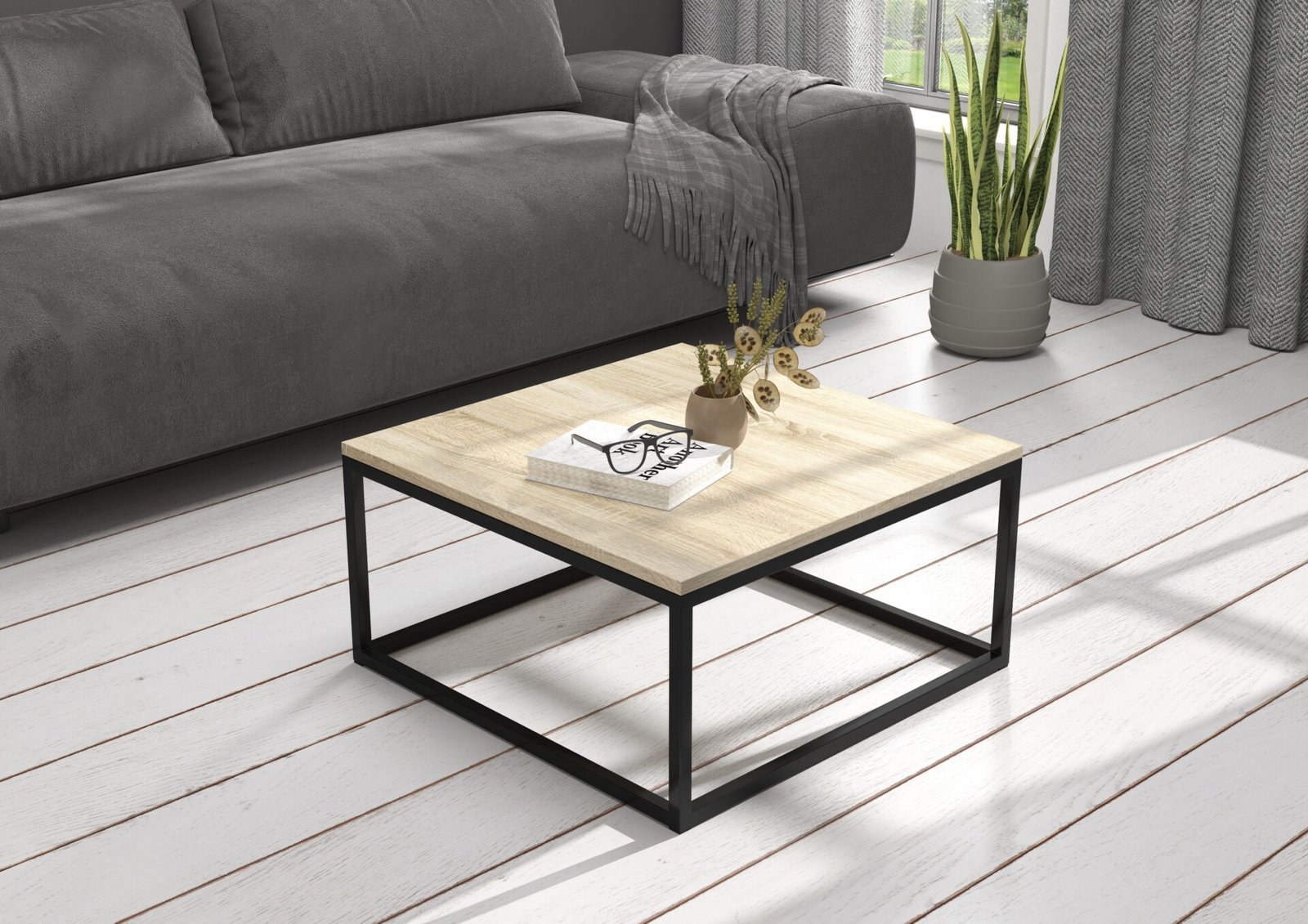 Coffee table BELTEN 65x65 black/Sonoma ADRK - Image 2