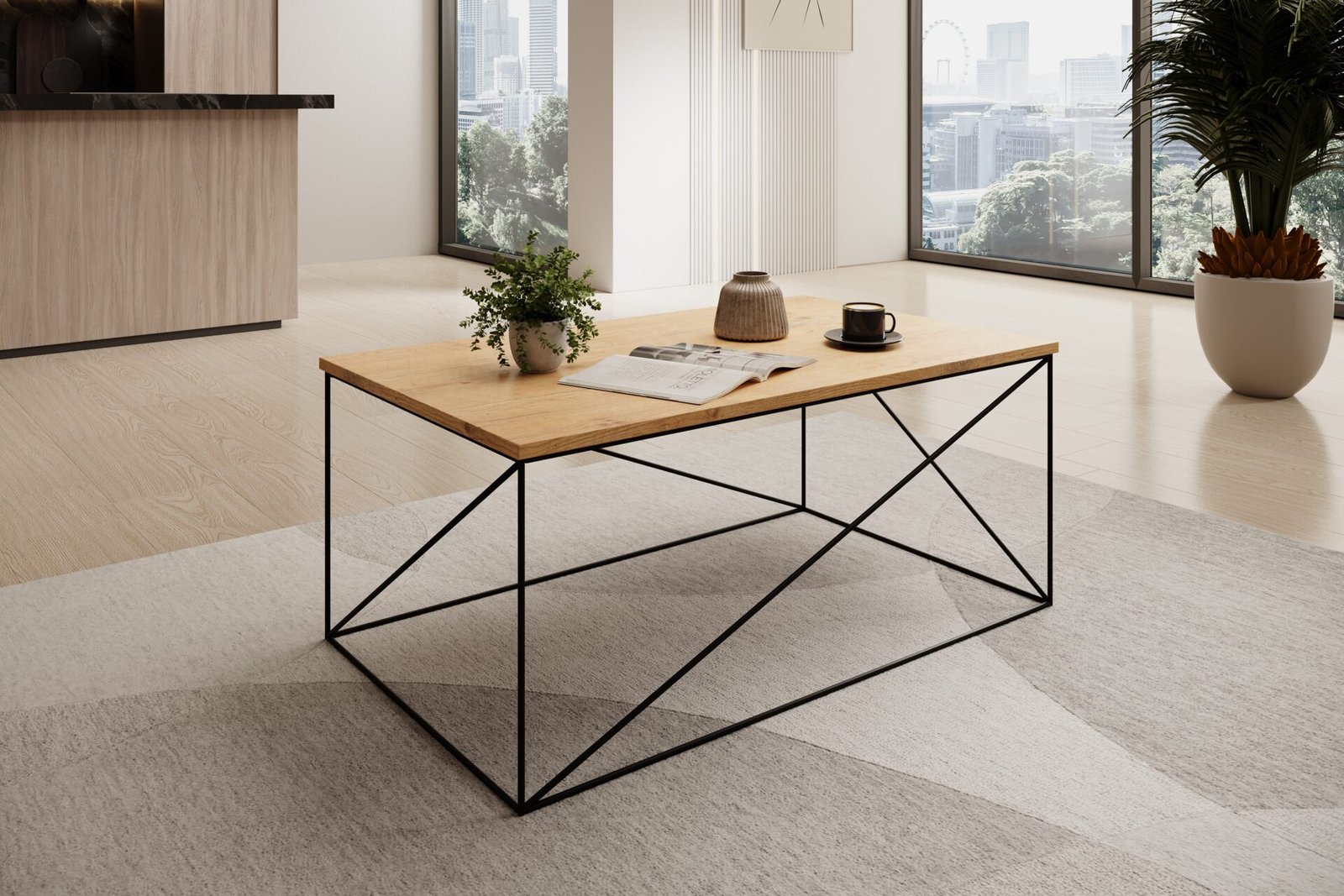 Dante coffee table, white/Lancelot oak, ADRK - Image 2