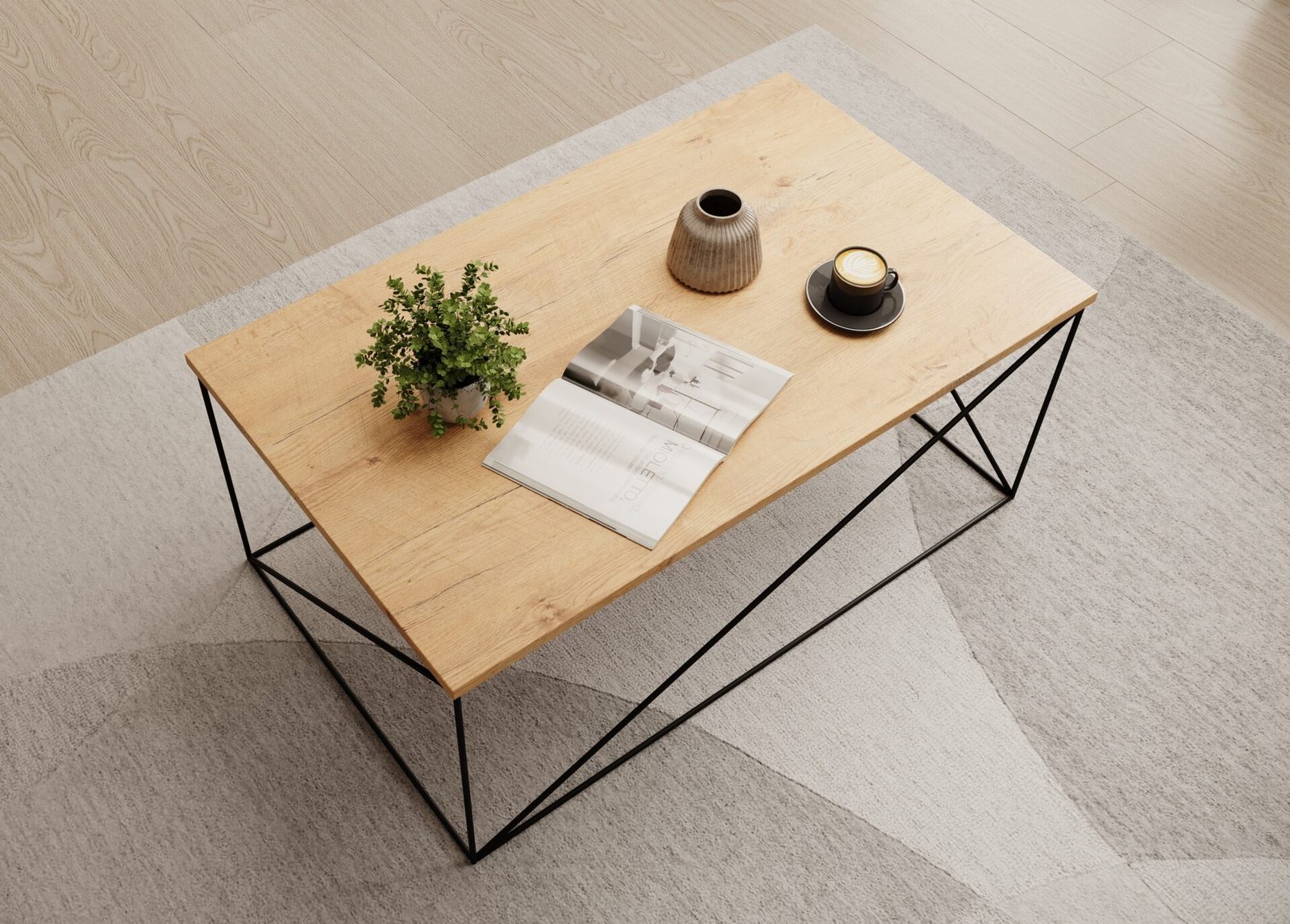 Dante coffee table, white/Lancelot oak, ADRK - Image 3