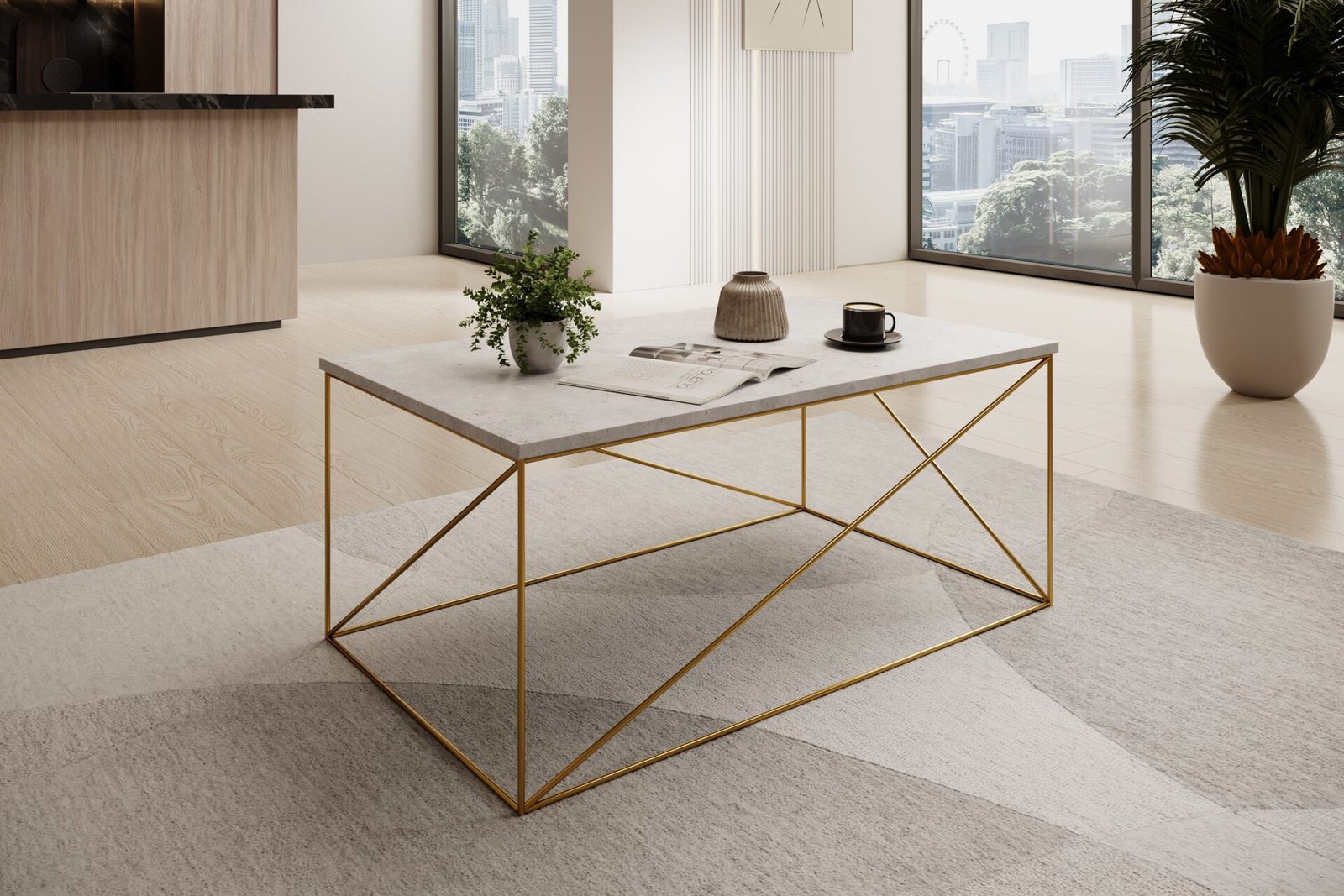 Dante coffee table, gold/concrete, ADRK - Image 2