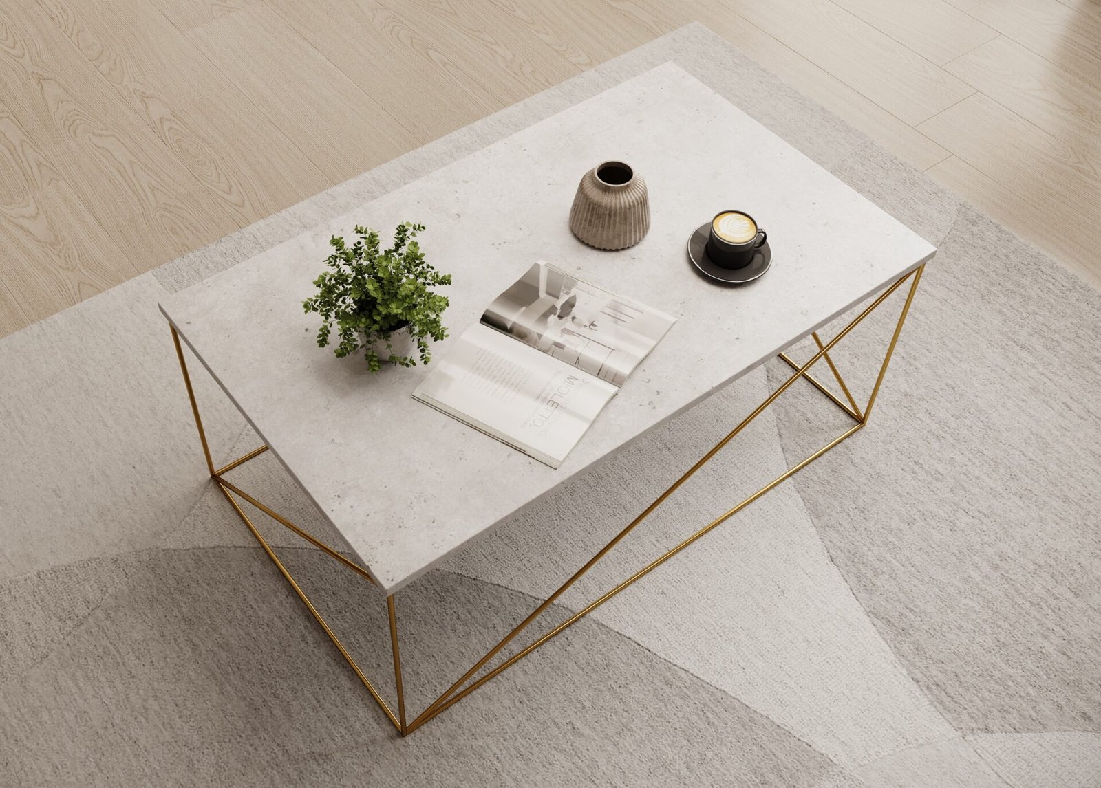 Dante coffee table, gold/concrete, ADRK - Image 3