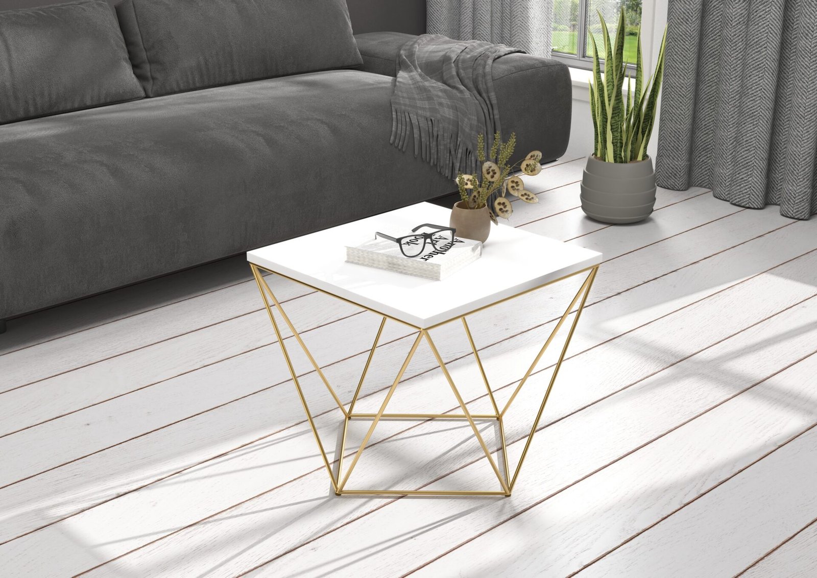 DIANA coffee table 50x50 gold/white ADRK - Image 2