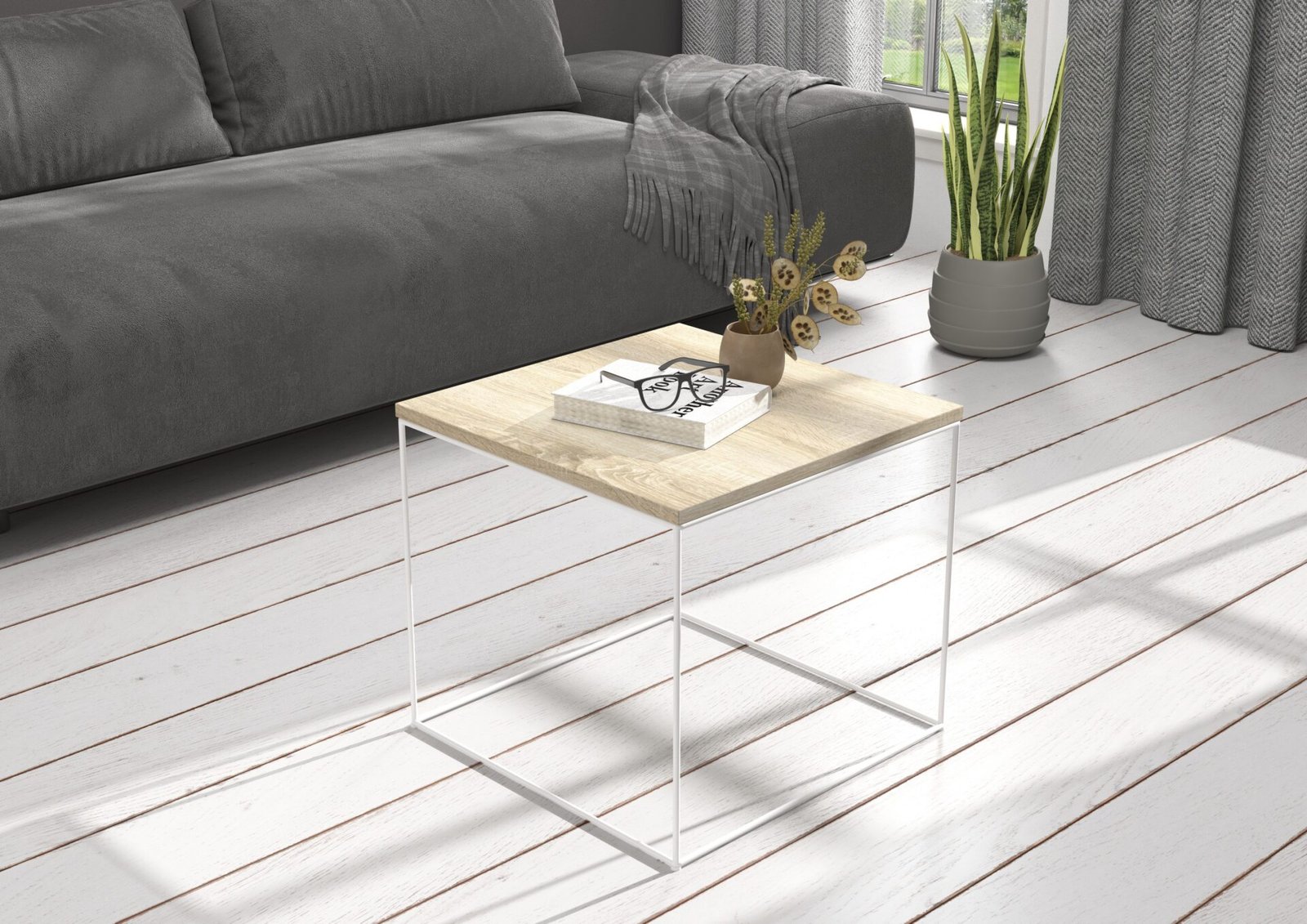 ELENA coffee table, 50x50, white/Sonoma, ADRK - Image 2