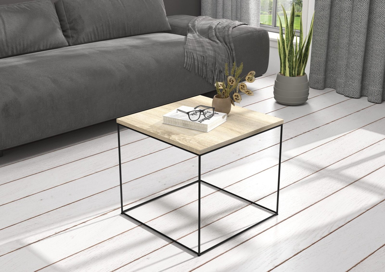 ELENA coffee table, 50x50, black/Sonoma, ADRK - Image 2