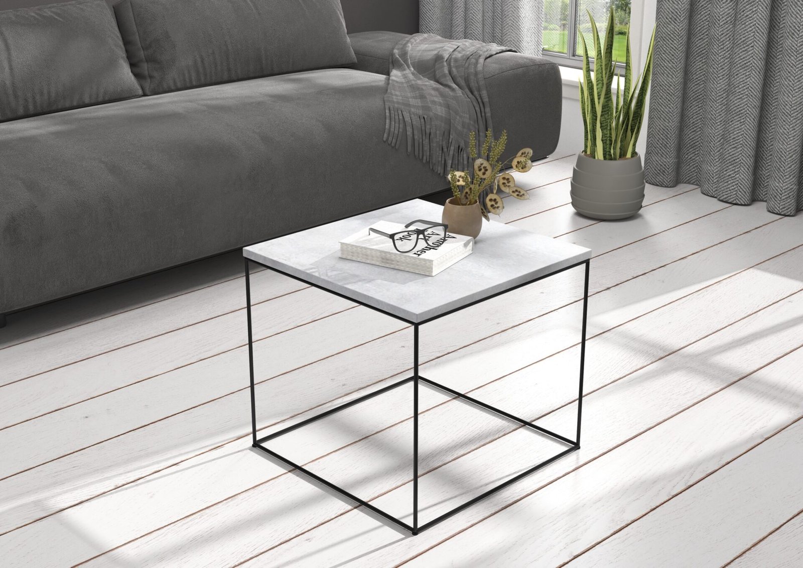 ELENA coffee table, 50x50, black/concrete, ADRK - Image 2