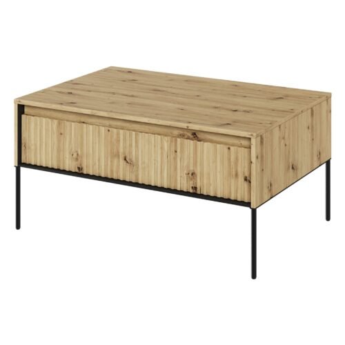 TREND 09 coffee table, milled, oak veneer / black legs