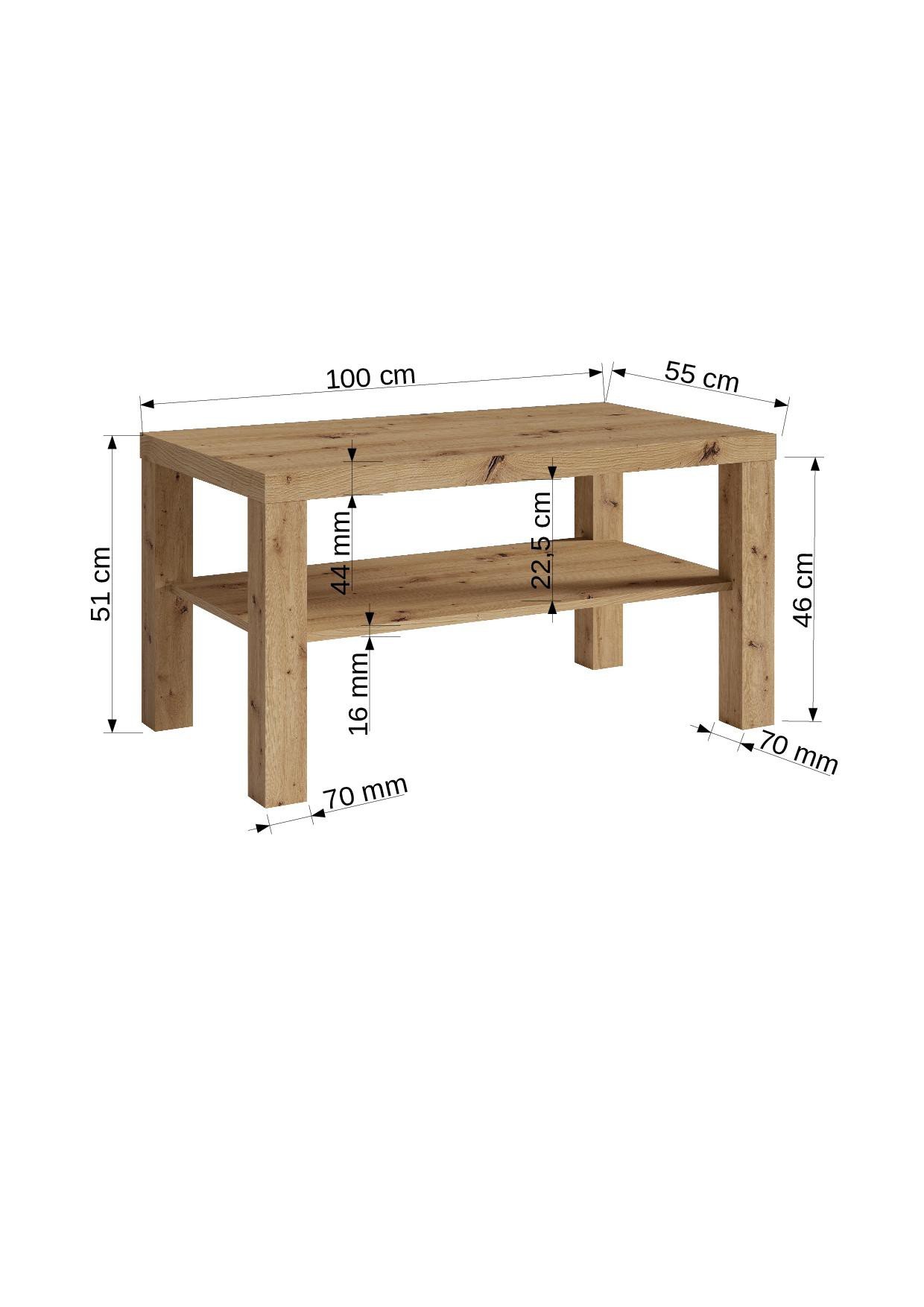 GOMEZ coffee table 100x55, Artisan/matte black, ADRK - Image 2