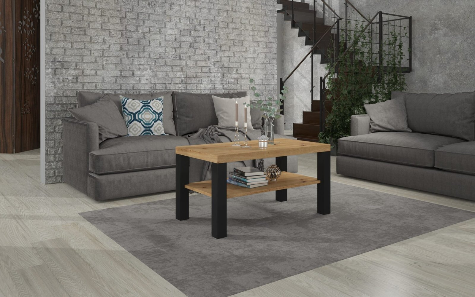 GOMEZ coffee table 100x55, Artisan/matte black, ADRK - Image 3