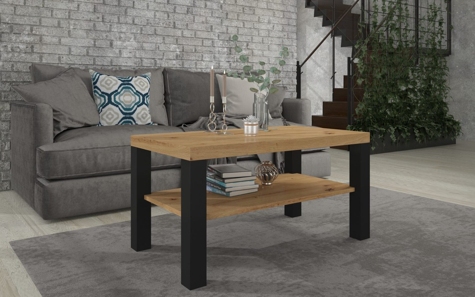 GOMEZ coffee table 100x55, Artisan/matte black, ADRK - Image 4