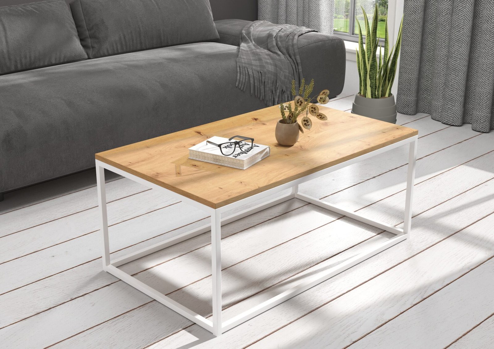 NARISA coffee table, 100x60, white/artisanal, ADRK - Image 2