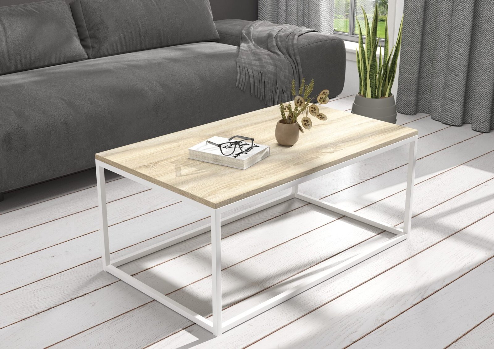 NARISA coffee table, 100x60, white/Sonoma, ADRK - Image 2