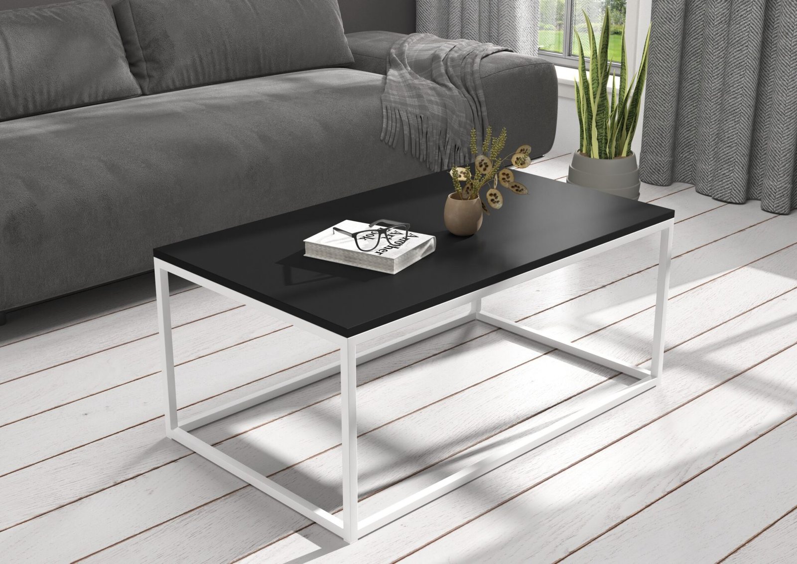 NARISA coffee table, 100x60, white/black, ADRK - Image 2