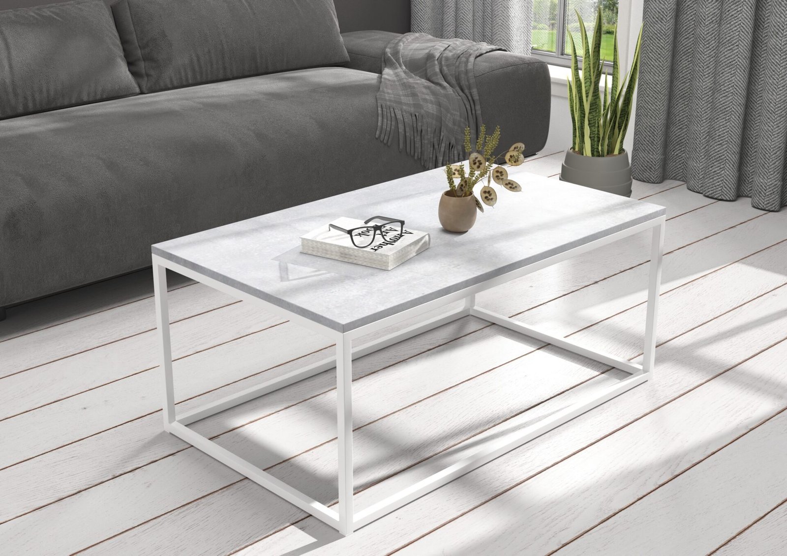 NARISA coffee table, 100x60, white/concrete, ADRK - Image 2