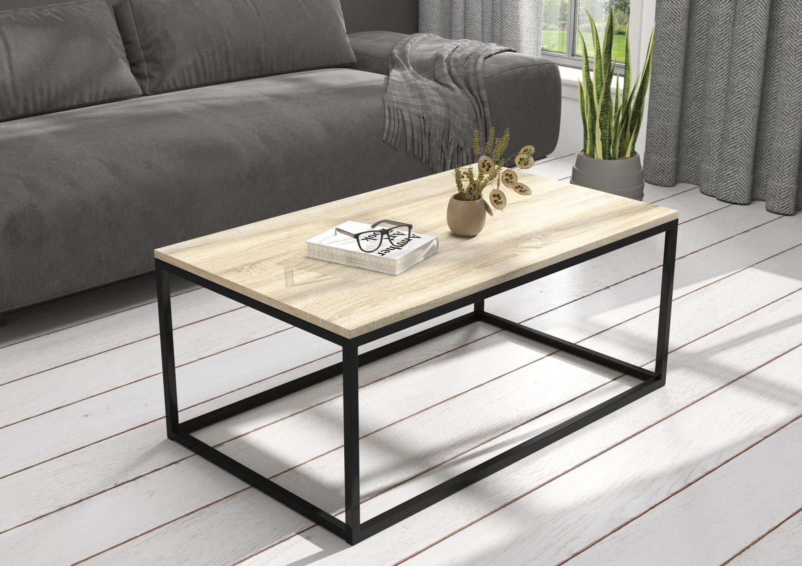 NARISA coffee table, 100x60, black/Sonoma, ADRK - Image 2