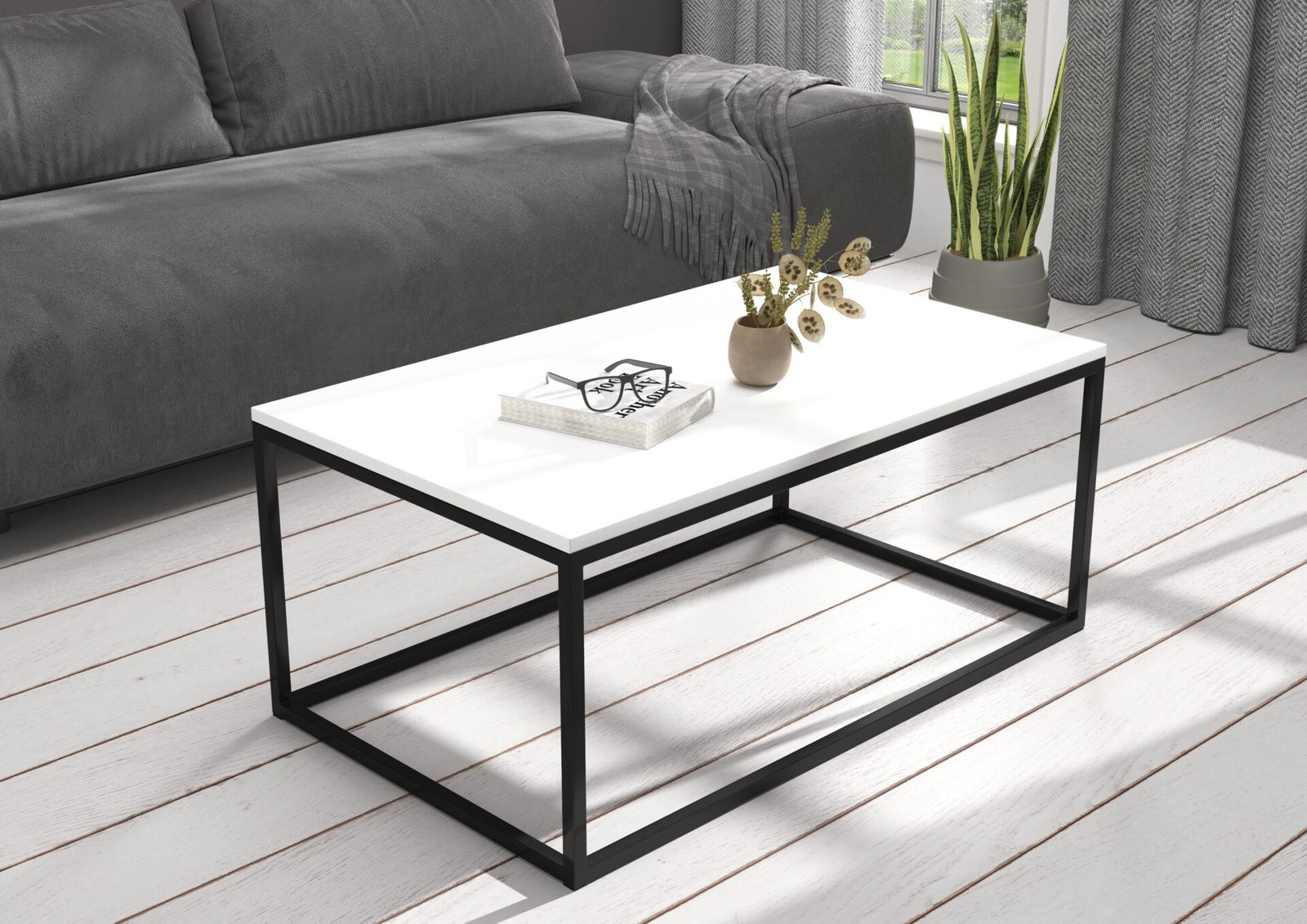 NARISA coffee table, 100x60, black/white, ADRK - Image 2