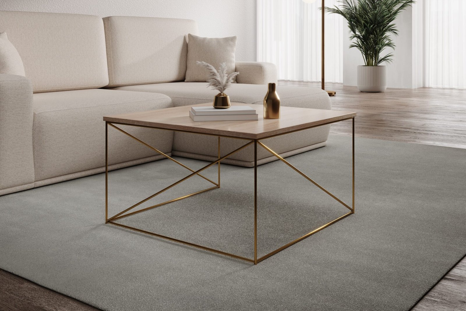 Nelia coffee table, gold/Sonoma, ADRK - Image 2