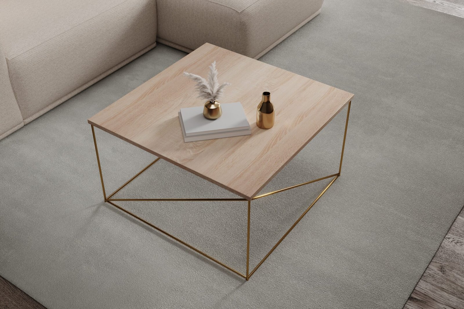 Nelia coffee table, gold/Sonoma, ADRK - Image 3