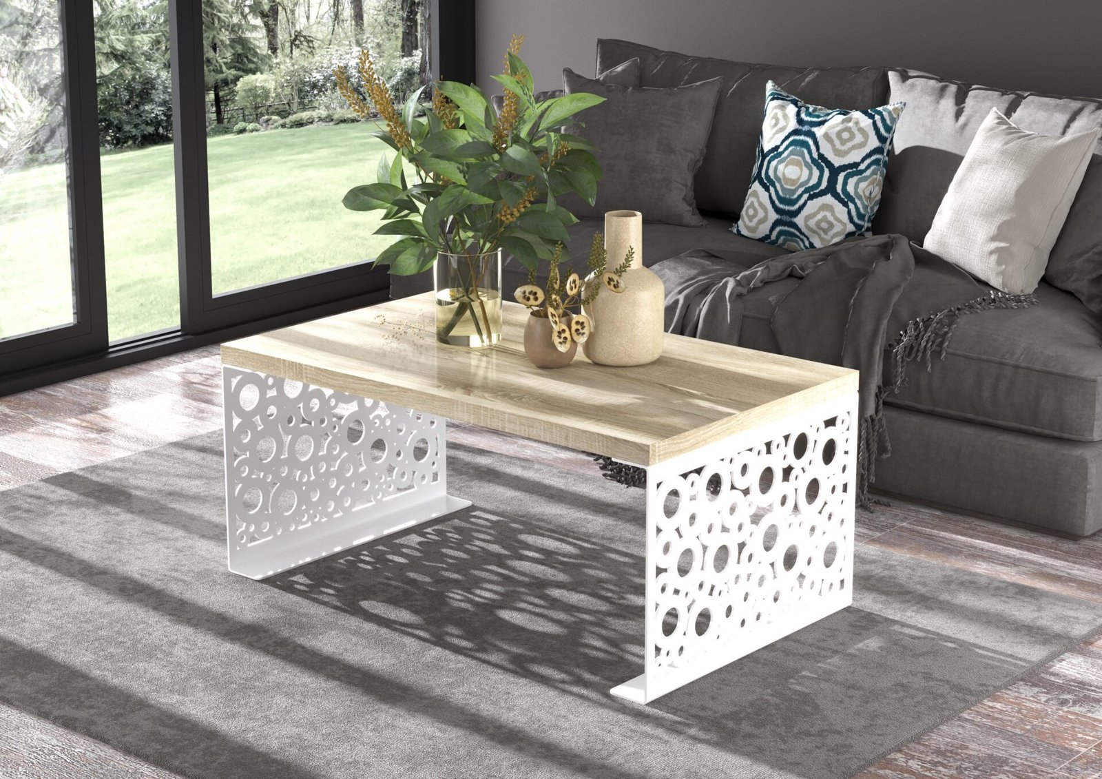 RINA coffee table, 100x60, white/Sonoma, ADRK - Image 2
