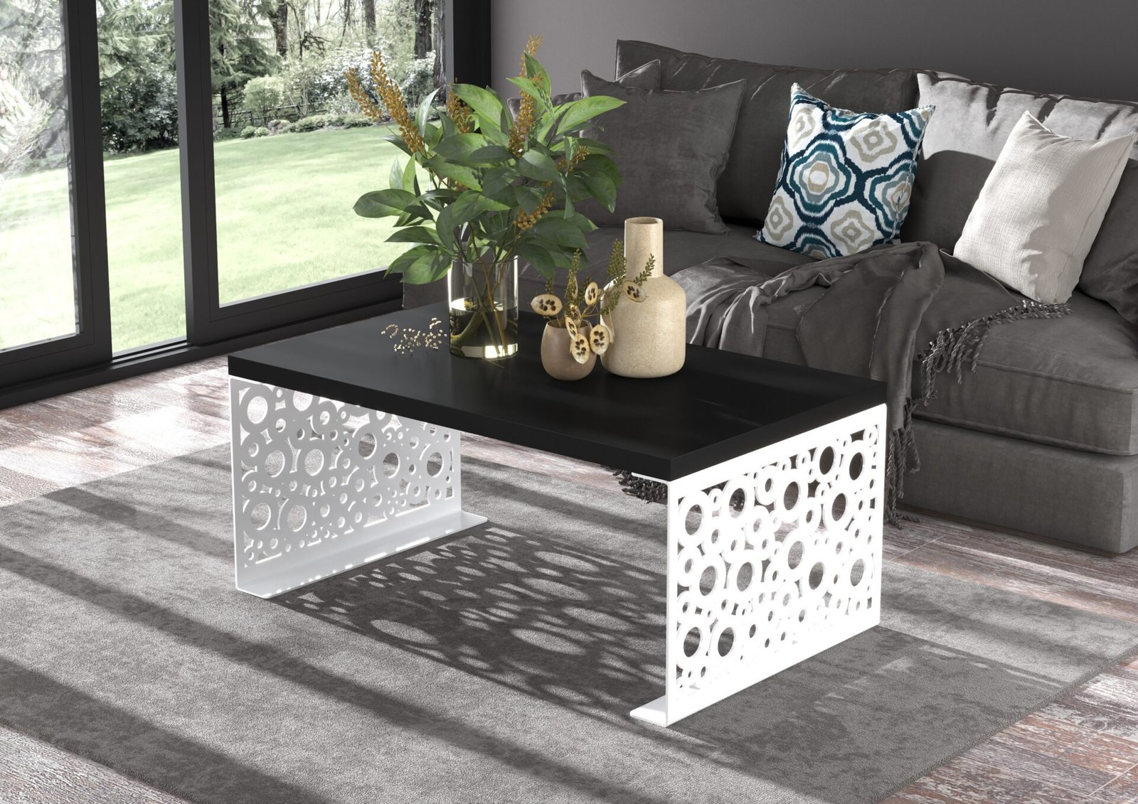 RINA coffee table, 100x60, white/black, ADRK - Image 2